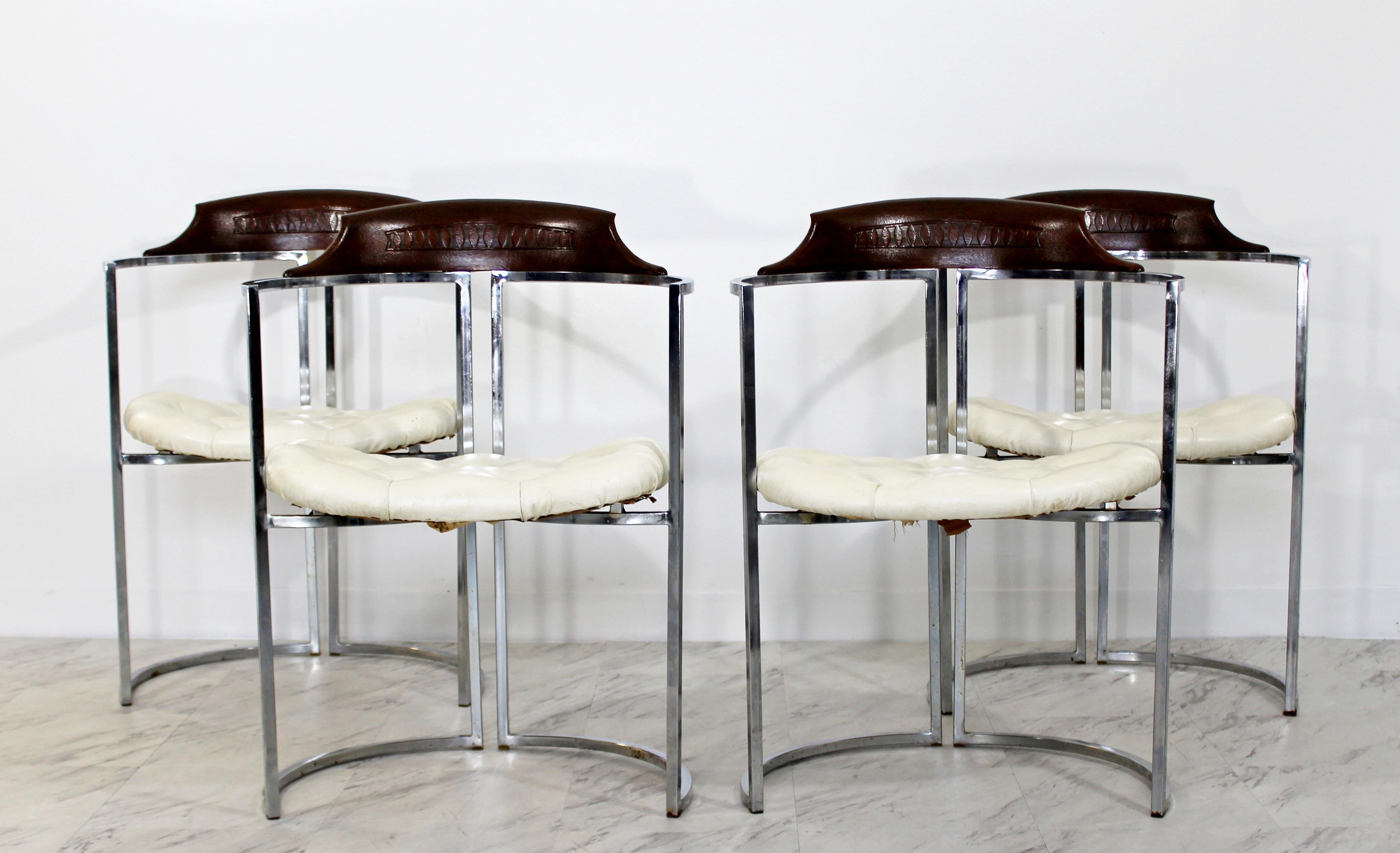 Mid-Century Modern Daystrom Chrome Wood Laminate Dinette Table & 4 Chairs 1970s In Good Condition In Keego Harbor, MI