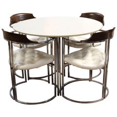 Mid-Century Modern Daystrom Chrome Wood Laminate Dinette Table & 4 Chairs 1970s
