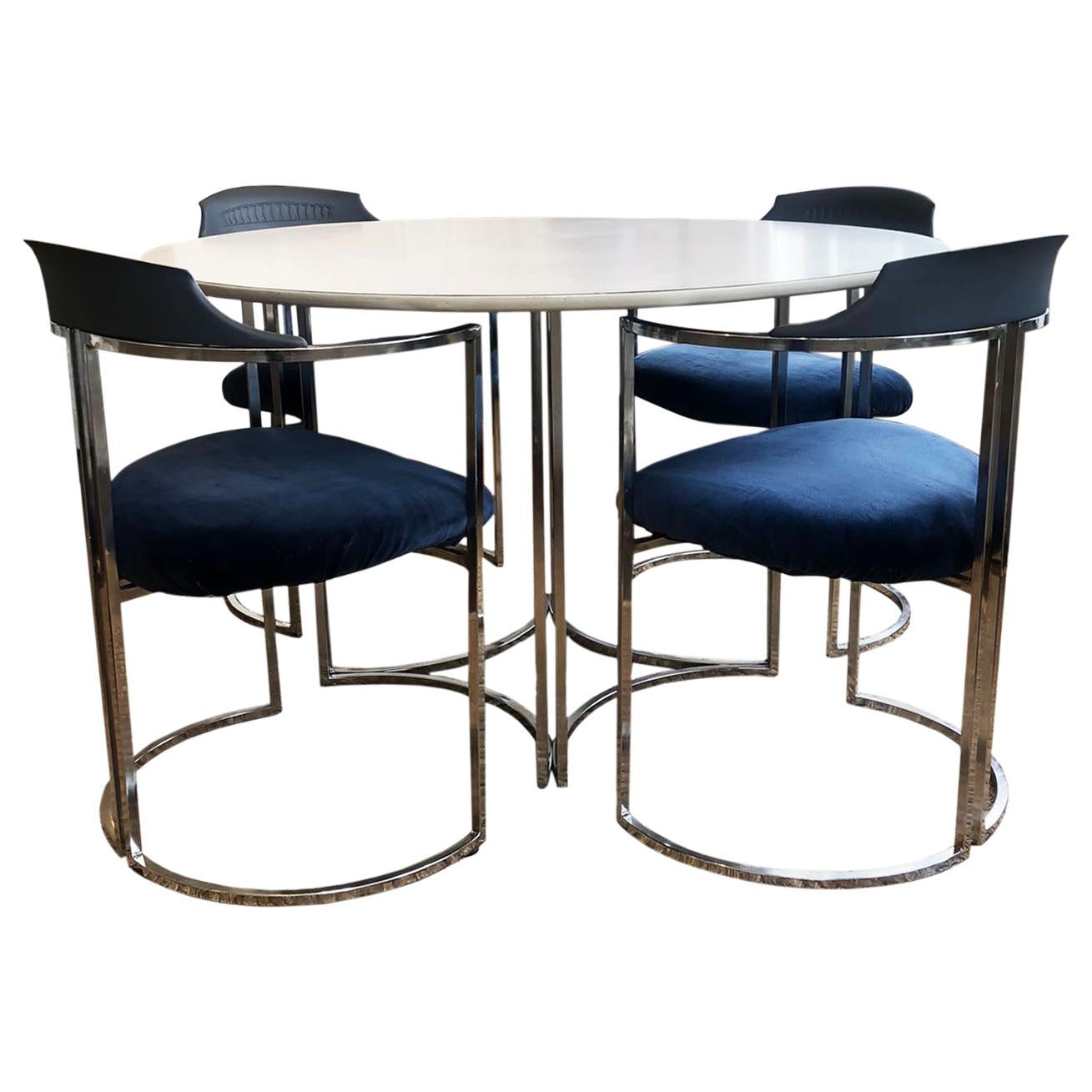 Mid-Century Modern Daystrom Dining Chairs and Table with White Melamine Top