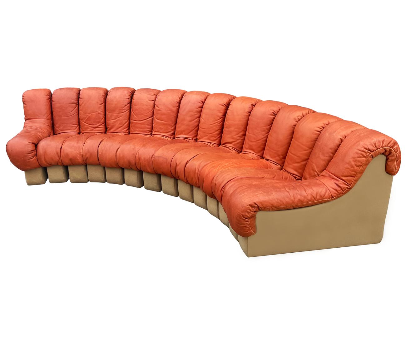 modern curved leather sofa