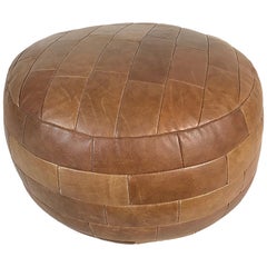 Mid-Century Modern De Sede Cognac Leather Patchwork DS80 Pouf, 1970s Switzerland