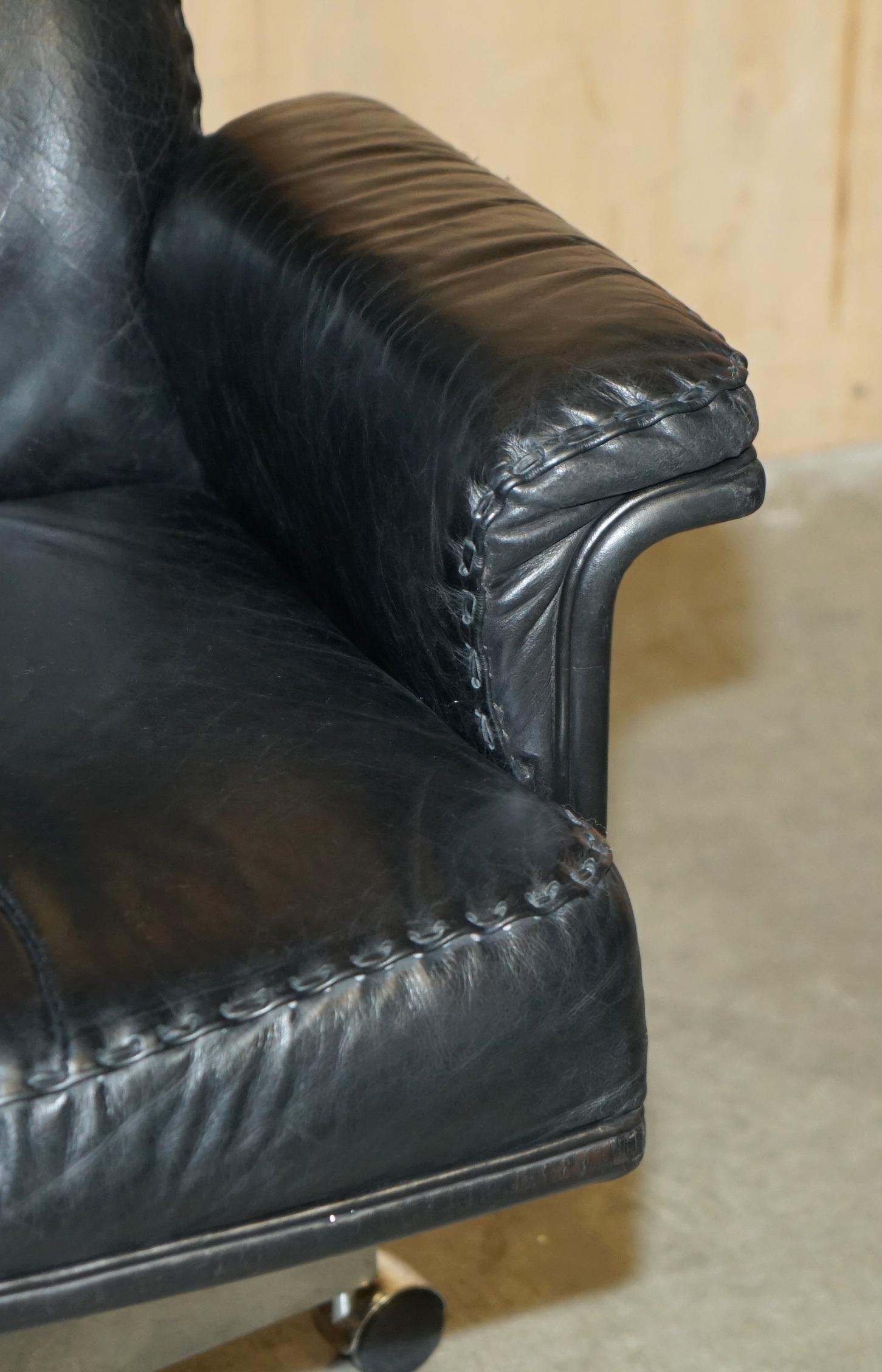 MID CENTURY MODERN DE SEDE DS35 EXECUTIVE OFFICE SWiVEL CHAIR HERITAGE LEATHER For Sale 2