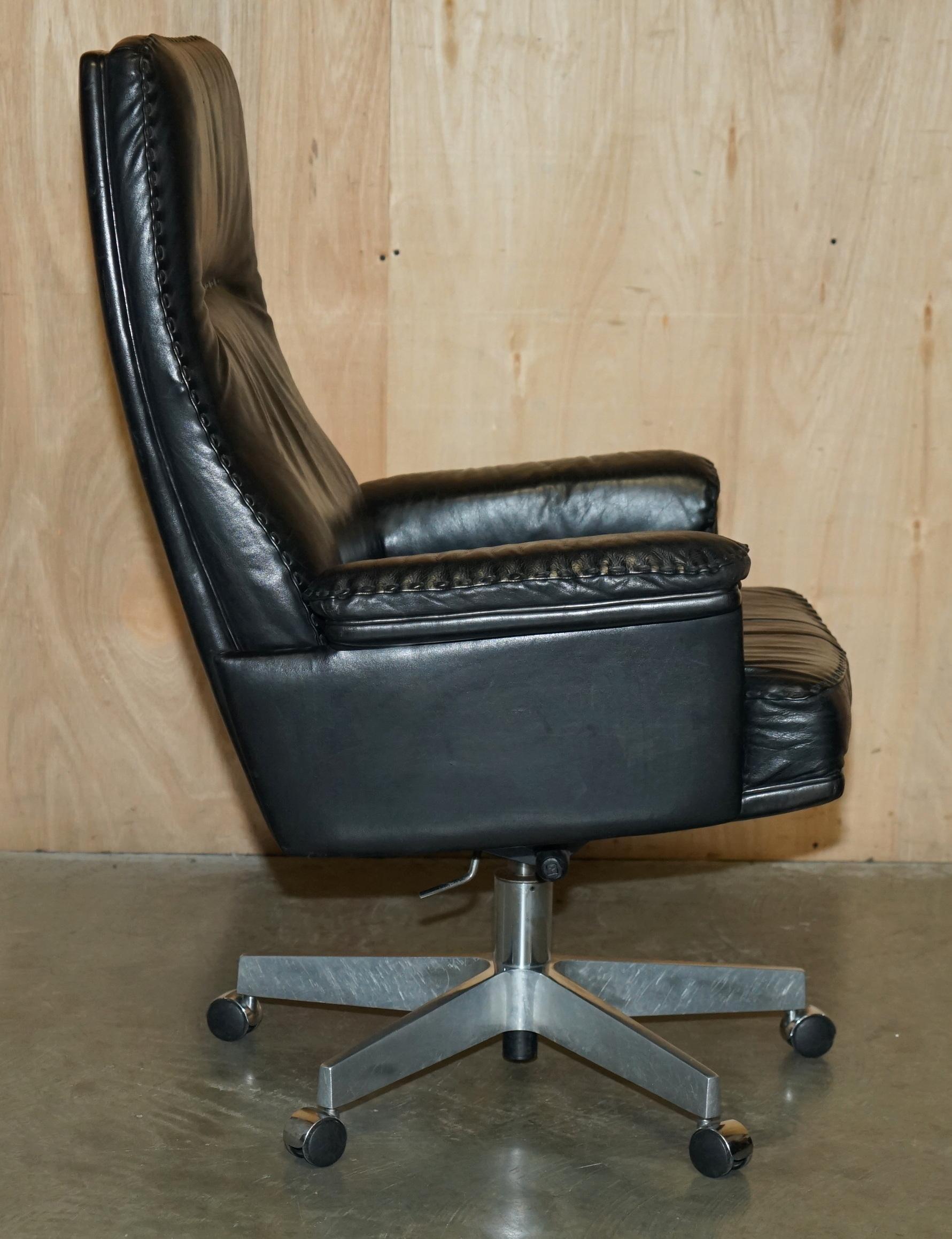 MID CENTURY MODERN DE SEDE DS35 EXECUTIVE OFFICE SWiVEL CHAIR HERITAGE LEATHER For Sale 7