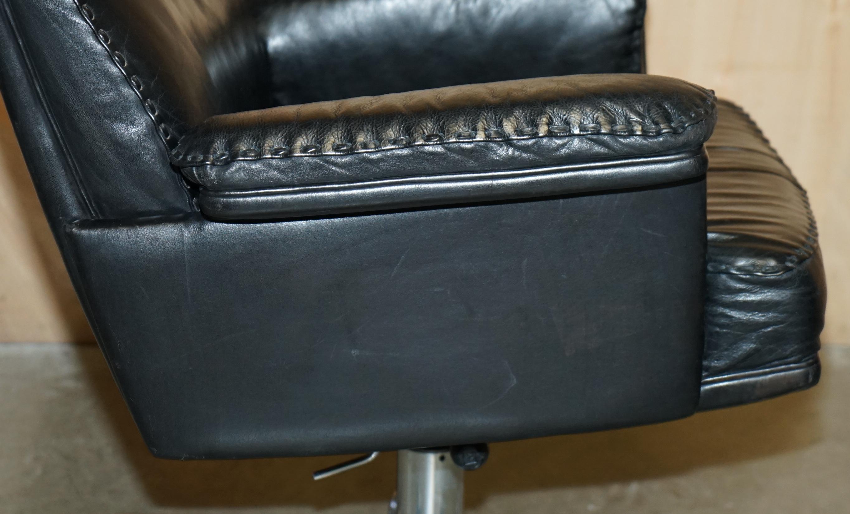 MID CENTURY MODERN DE SEDE DS35 EXECUTIVE OFFICE SWiVEL CHAIR HERITAGE LEATHER For Sale 8