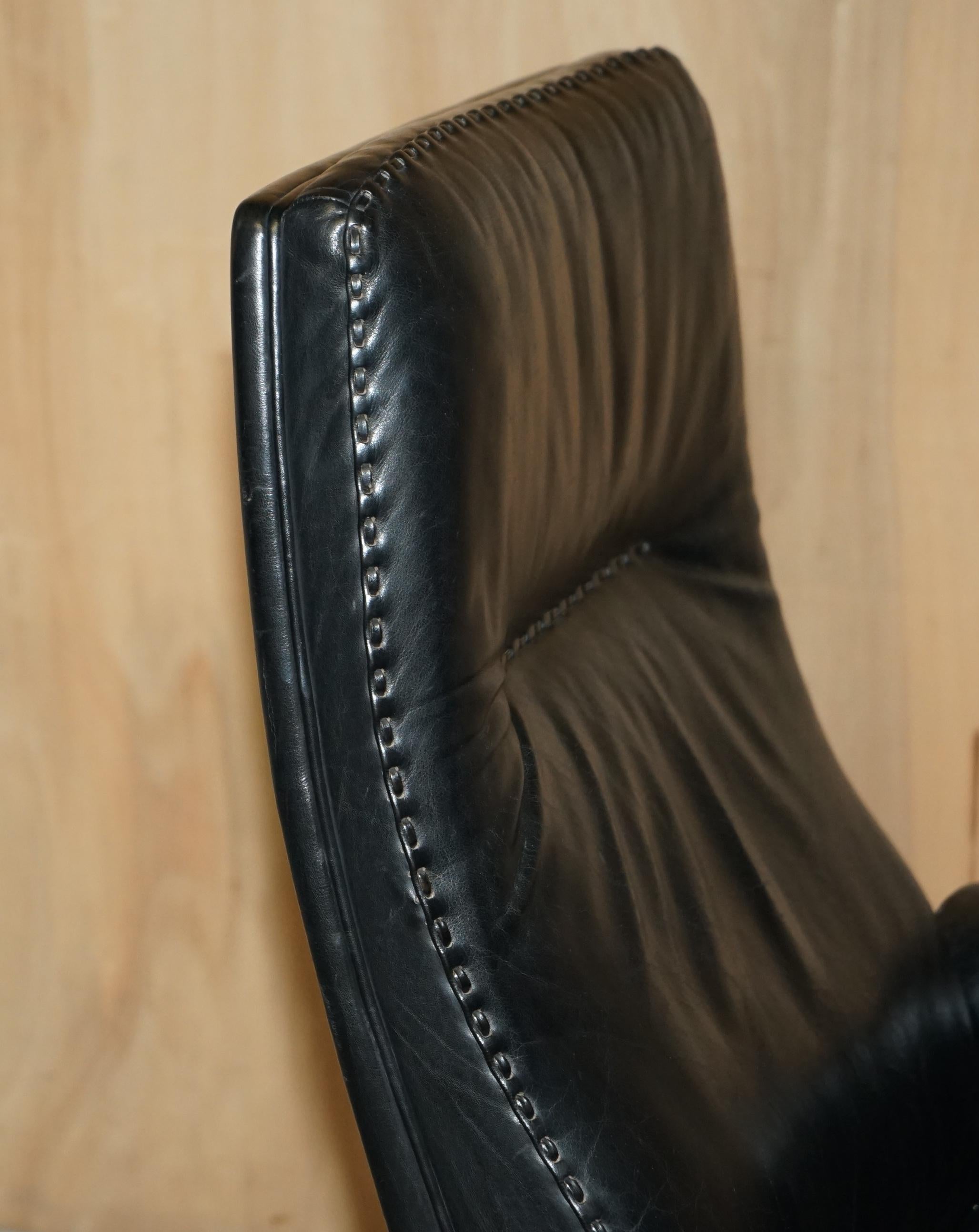 MID CENTURY MODERN DE SEDE DS35 EXECUTIVE OFFICE SWiVEL CHAIR HERITAGE LEATHER For Sale 9