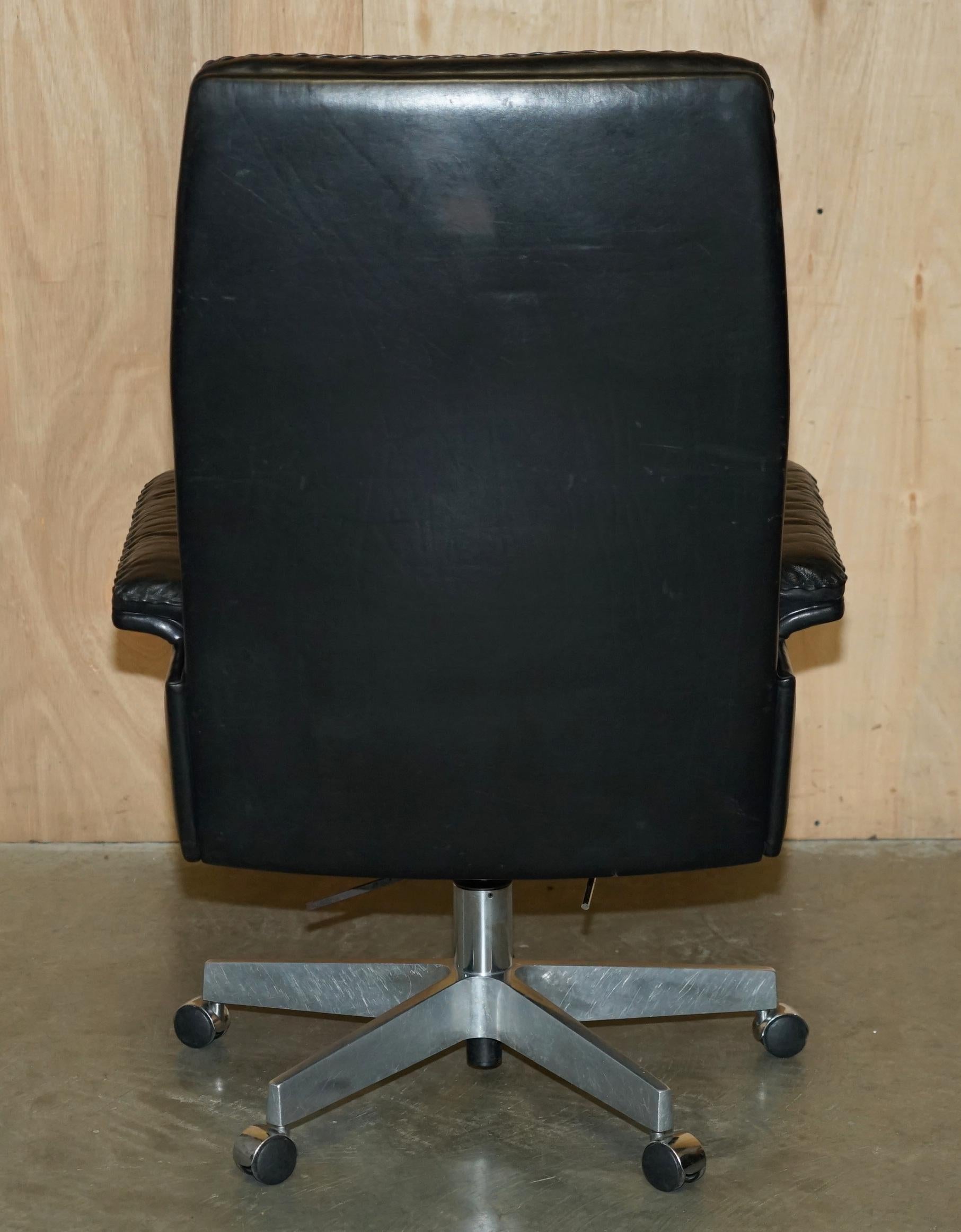 MID CENTURY MODERN DE SEDE DS35 EXECUTIVE OFFICE SWiVEL CHAIR HERITAGE LEATHER For Sale 10