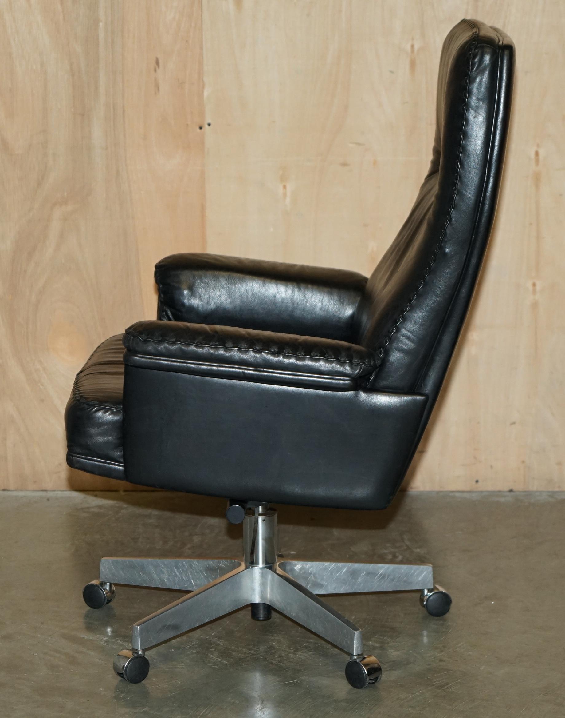 MID CENTURY MODERN DE SEDE DS35 EXECUTIVE OFFICE SWiVEL CHAIR HERITAGE LEATHER For Sale 11