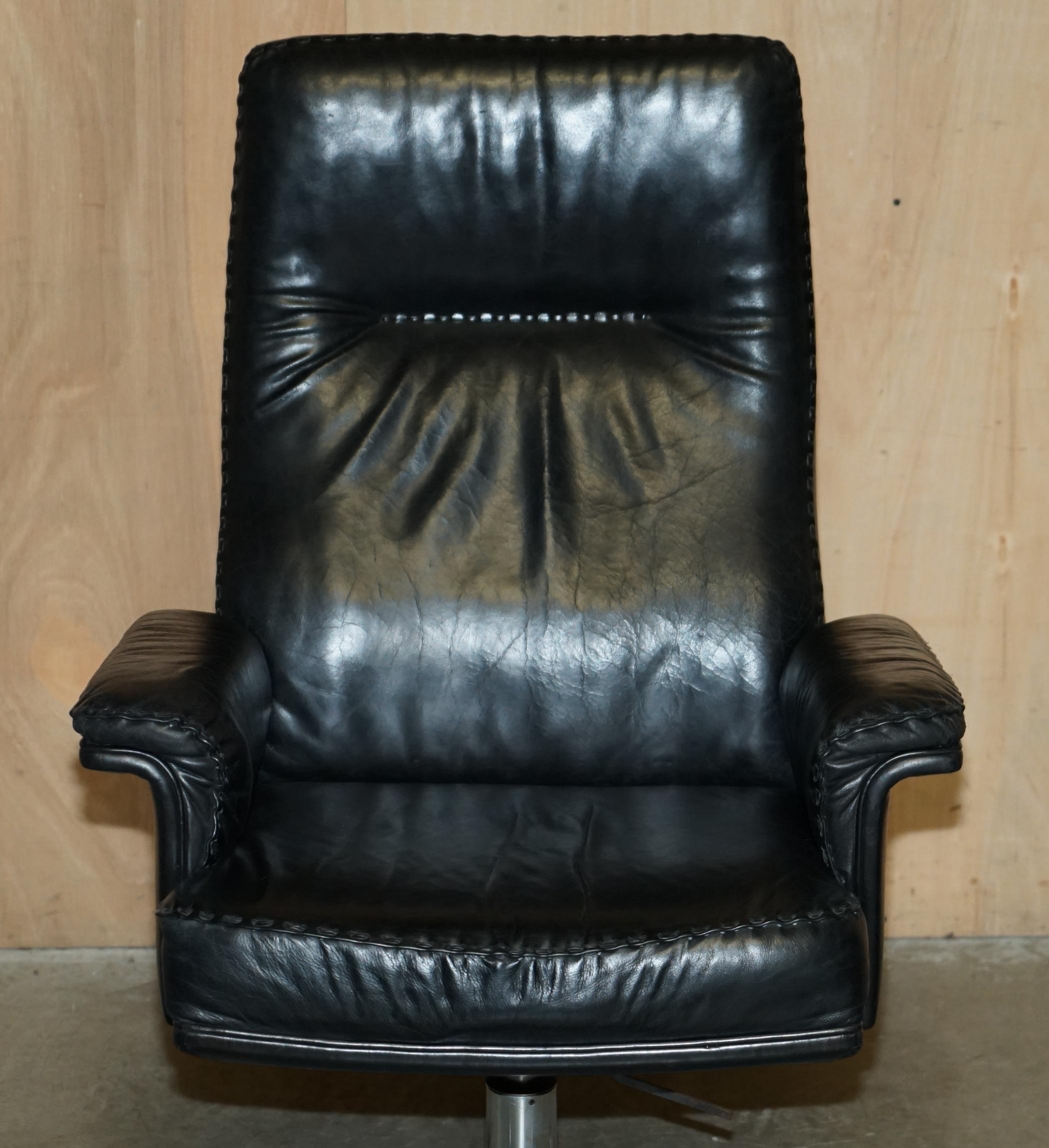 Mid-Century Modern MID CENTURY MODERN DE SEDE DS35 EXECUTIVE OFFICE SWiVEL CHAIR HERITAGE LEATHER For Sale