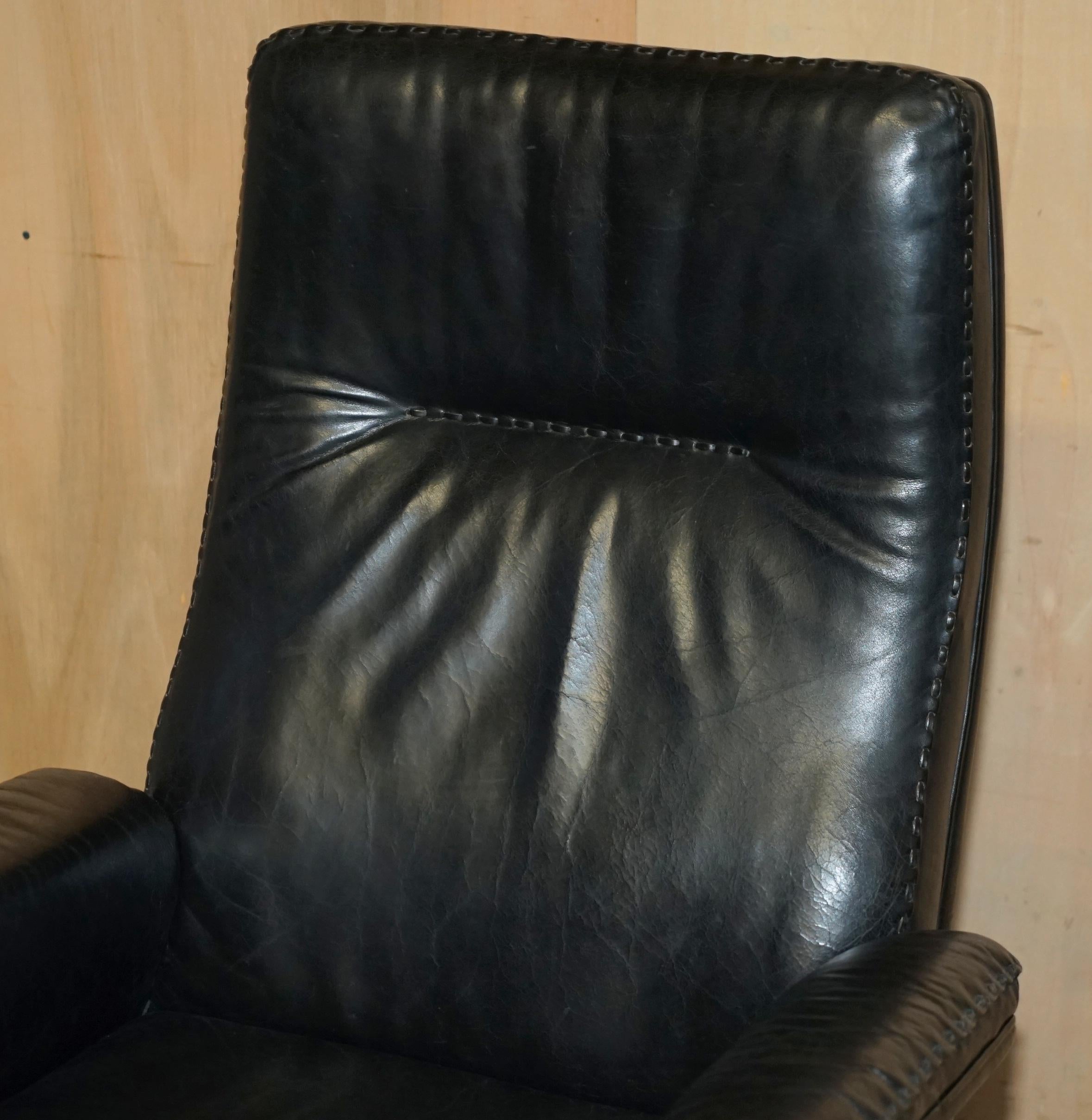 Hand-Crafted MID CENTURY MODERN DE SEDE DS35 EXECUTIVE OFFICE SWiVEL CHAIR HERITAGE LEATHER For Sale