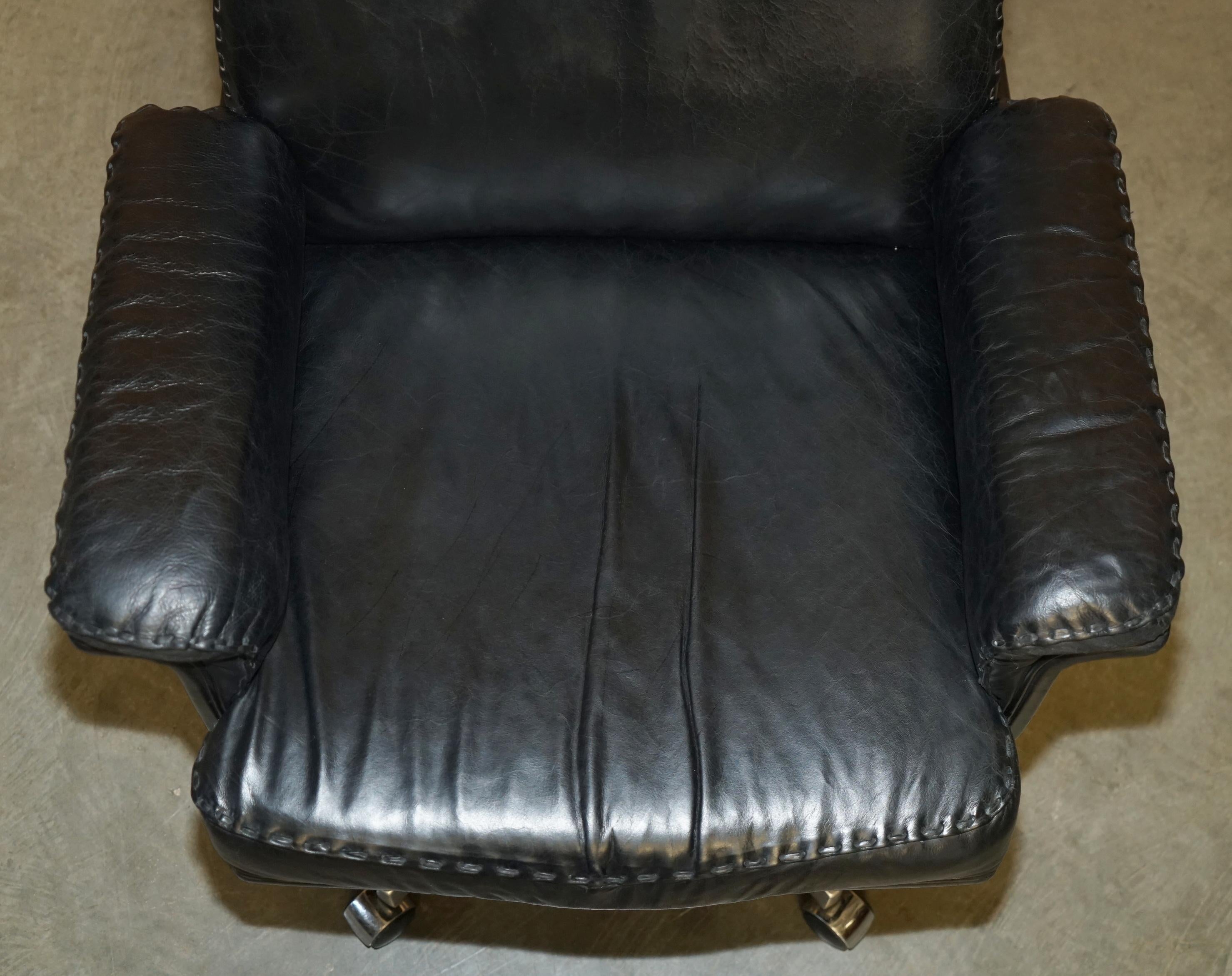 MID CENTURY MODERN DE SEDE DS35 EXECUTIVE OFFICE SWiVEL CHAIR HERITAGE LEATHER In Good Condition For Sale In West Sussex, Pulborough