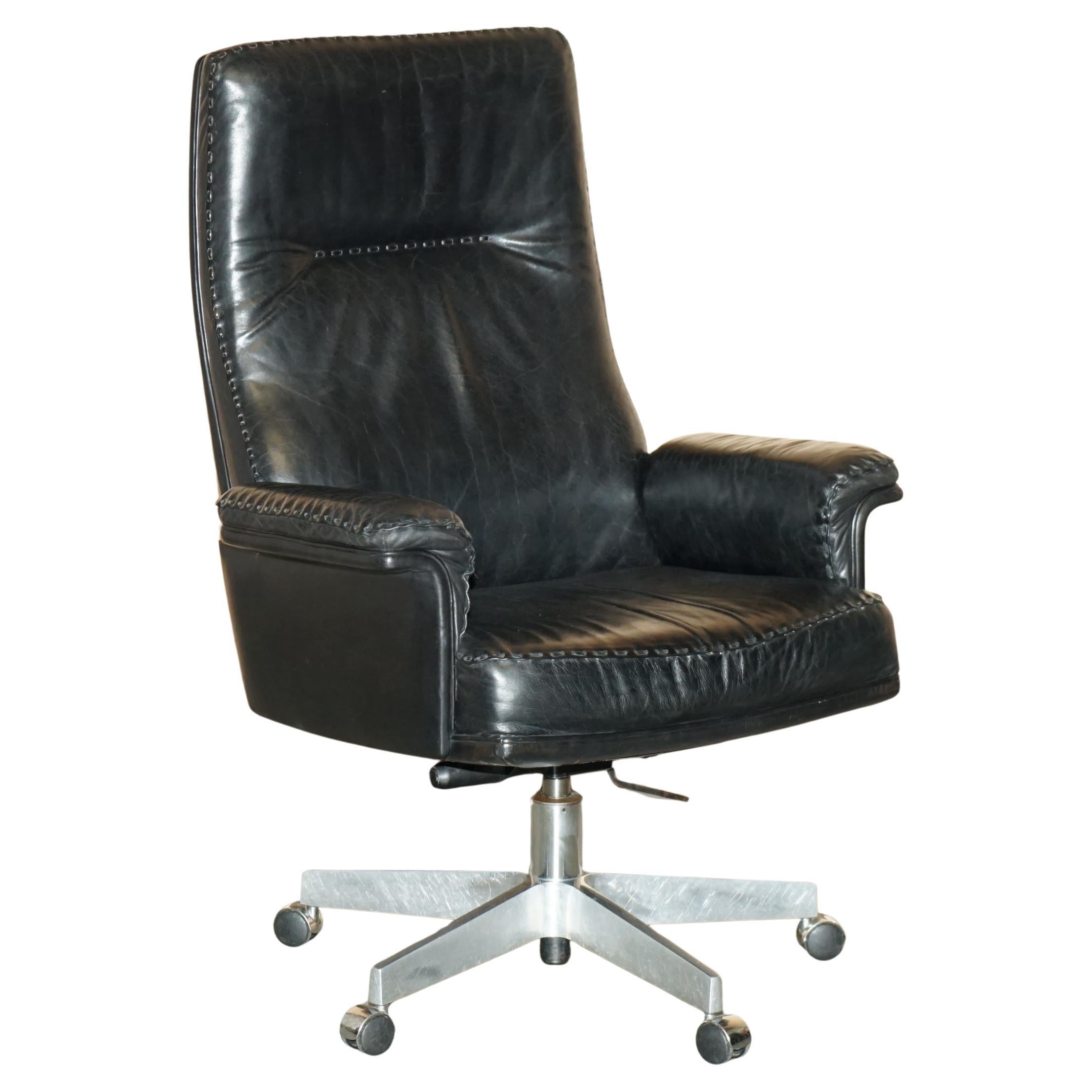 MID CENTURY MODERN DE SEDE DS35 EXECUTIVE OFFICE SWiVEL CHAIR HERITAGE LEATHER
