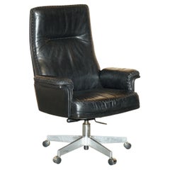 MID CENTURY MODERN DE SEDE DS35 EXECUTIVE OFFICE SWiVEL CHAIR HERITAGE LEATHER