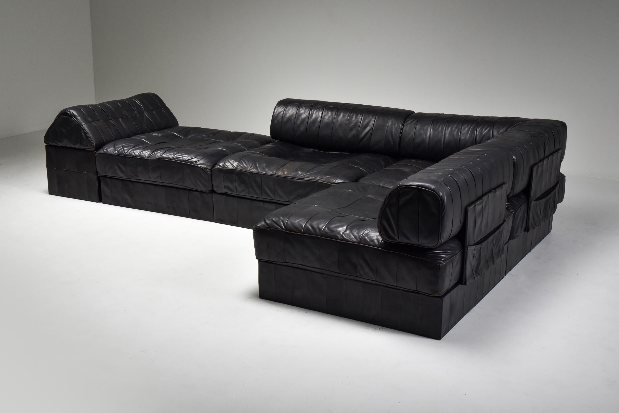 Mid-Century Modern De Sede Modular and Sectional Patchwork Sofa in Black Leather 5