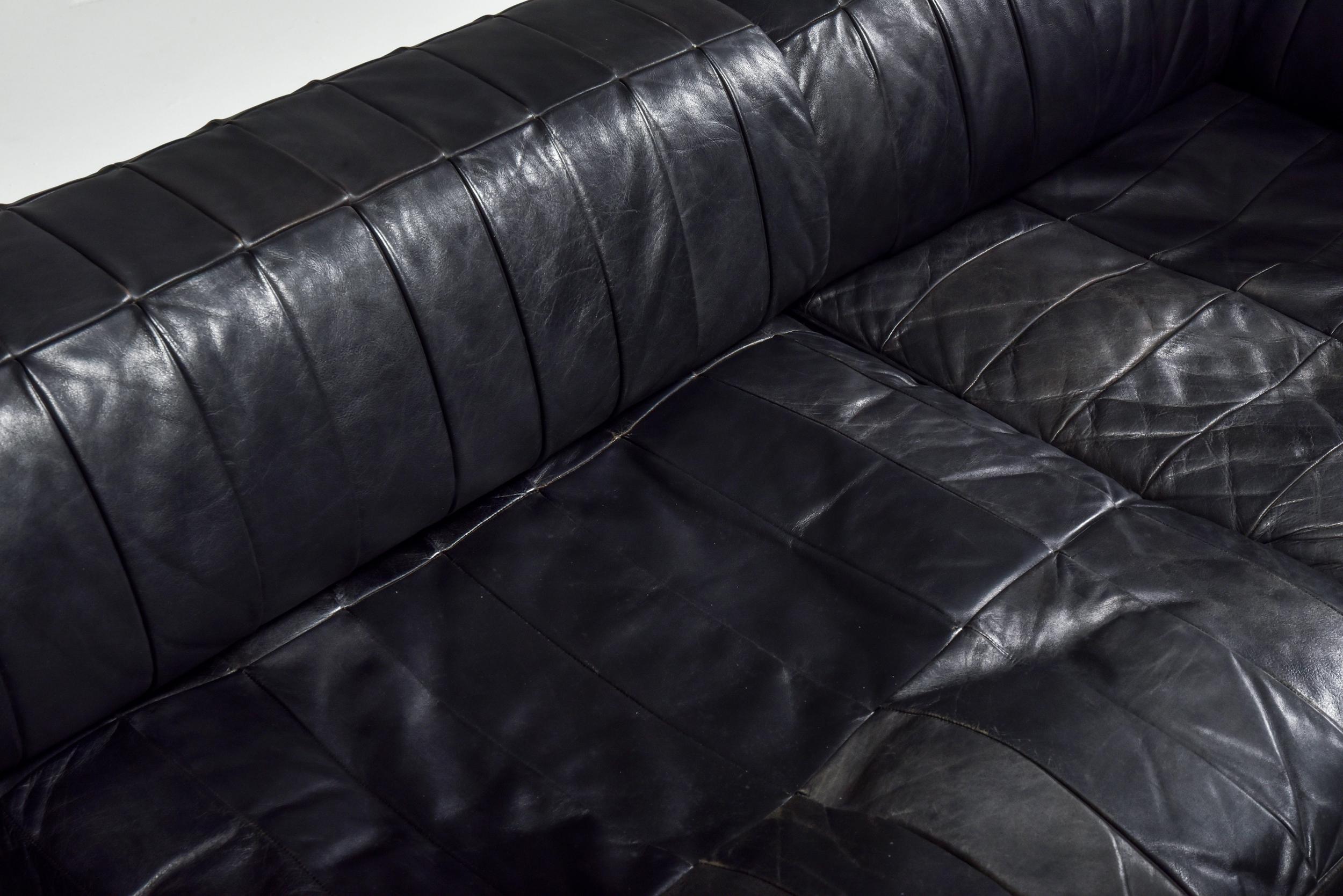 Mid-Century Modern De Sede Modular and Sectional Patchwork Sofa in Black Leather 8