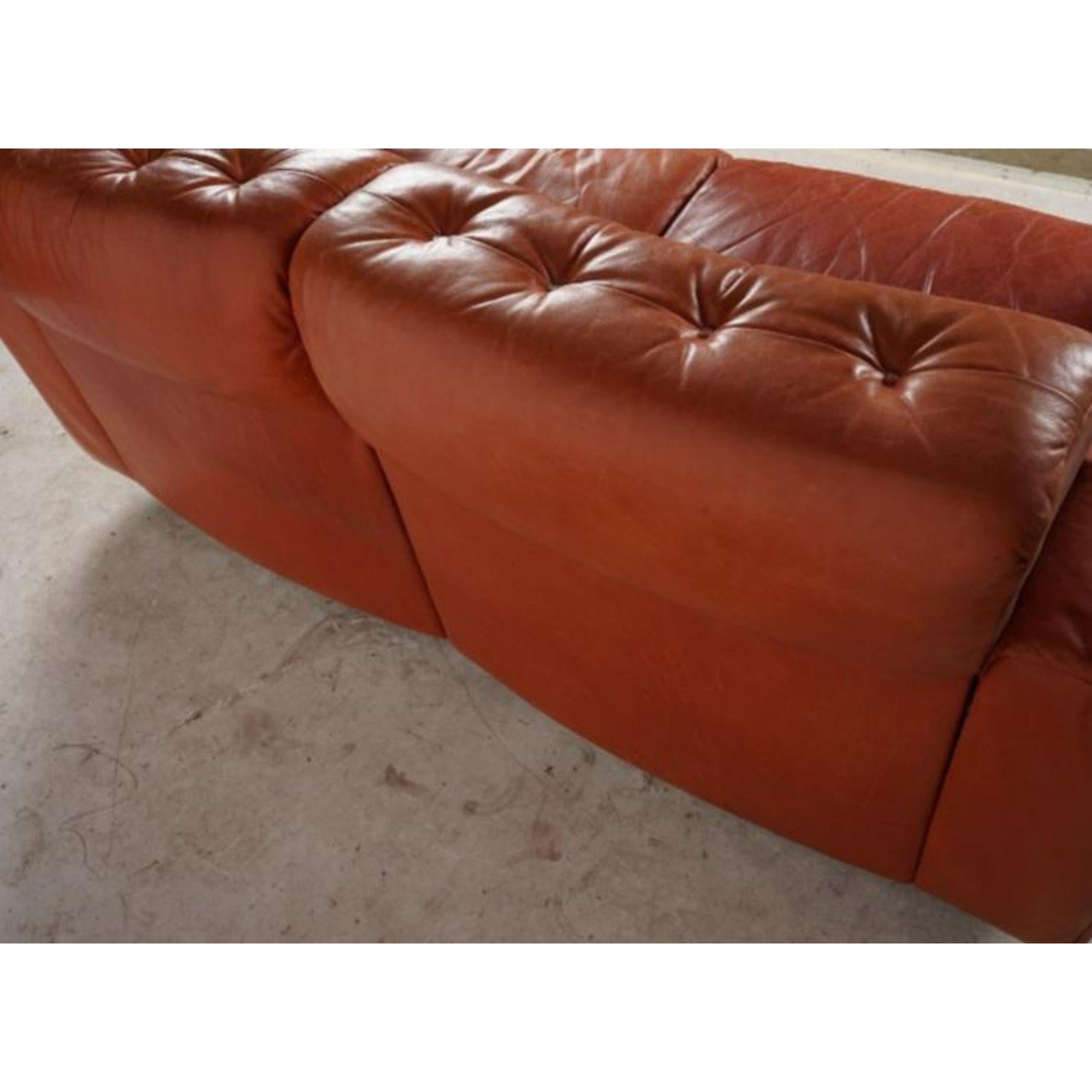 Mid-Century Modern Mid Century Modern De Sede Orange Leather Loveseat Sofa