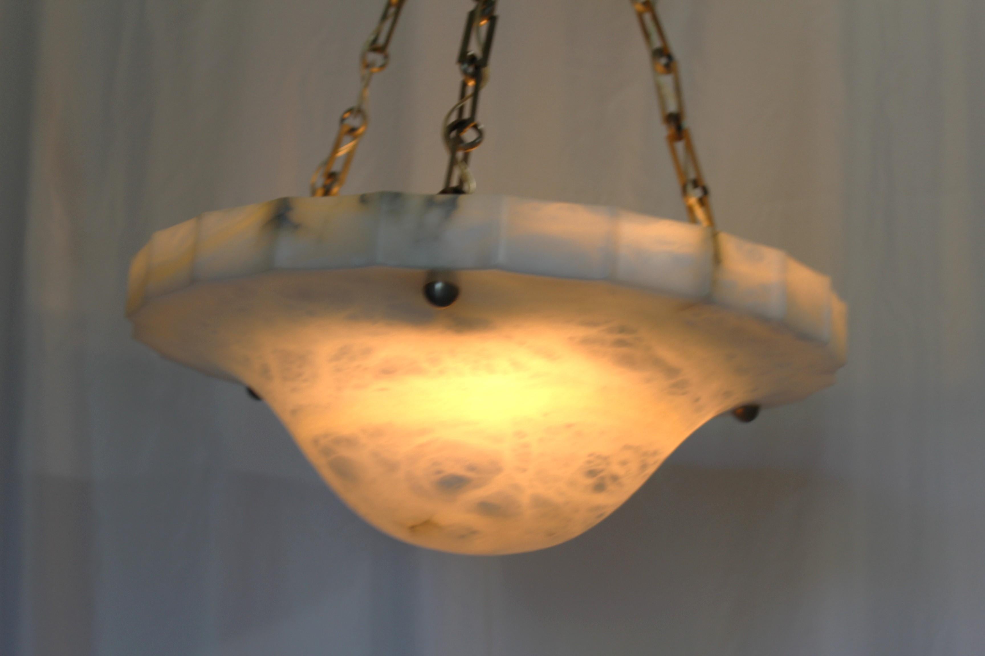 Late 20th Century Mid Century /Modern Deco Alabaster Chandelier  For Sale