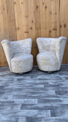 Mid Century Modern Asymmetrical Corkscrew Lounges Newly Reupholstered - Pair