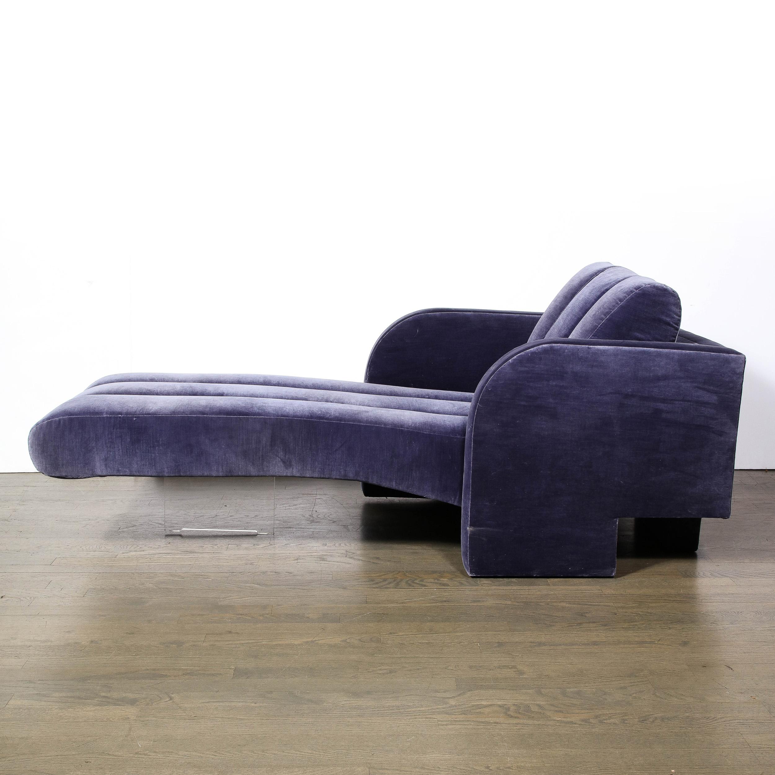 This stunning Mid-Century Modern 'Deco Chaise' Model 7530 by Vladimir Kagan represents one of the most iconic design objects of the late 20th century. Arguably the best example of Art Deco revival ever created, this piece is a powerful ode to 1930s