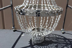 Mid Century Modern/deco Chandelier , Frosted Glass beads , Nickel