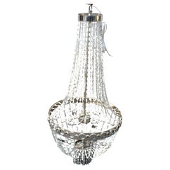 Mid Century Modern/deco Chandelier , Frosted Glass beads , Nickel