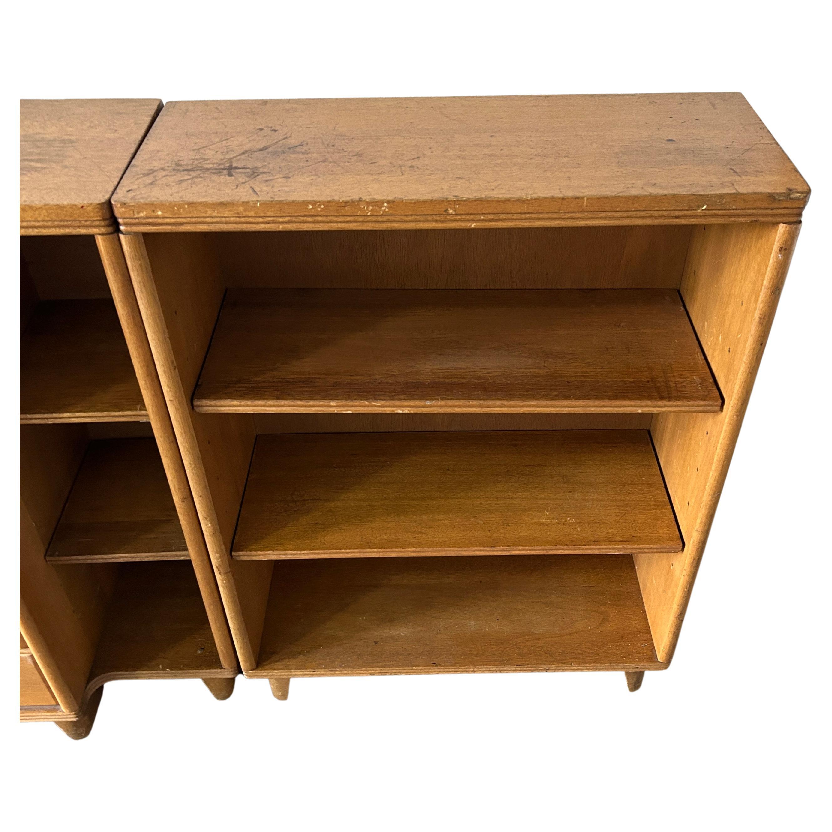 American Mid-Century Modern Deco Drop Down Desk with 2 Bookcases