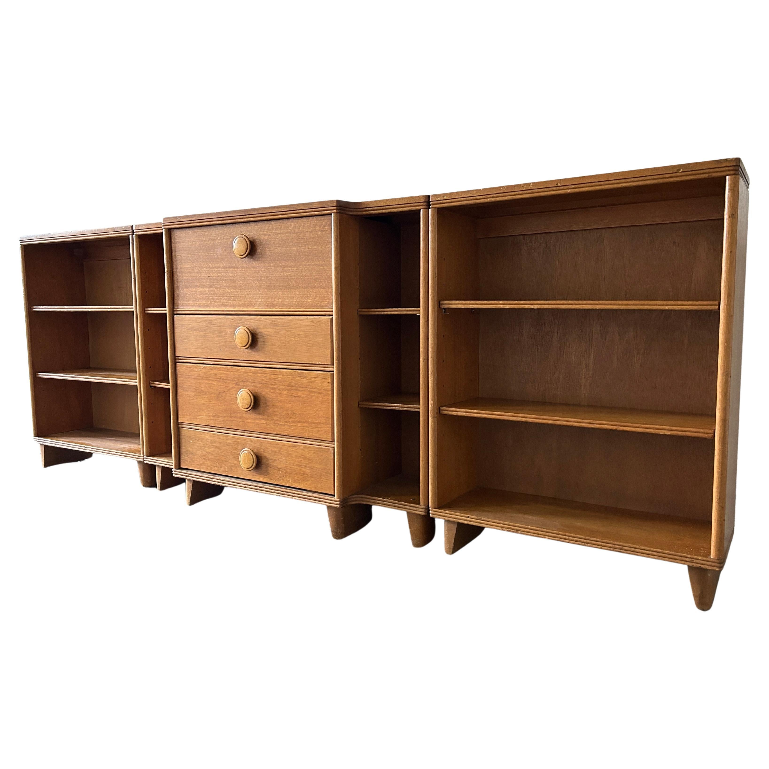Mid-Century Modern Deco Drop Down Desk with 2 Bookcases For Sale 2