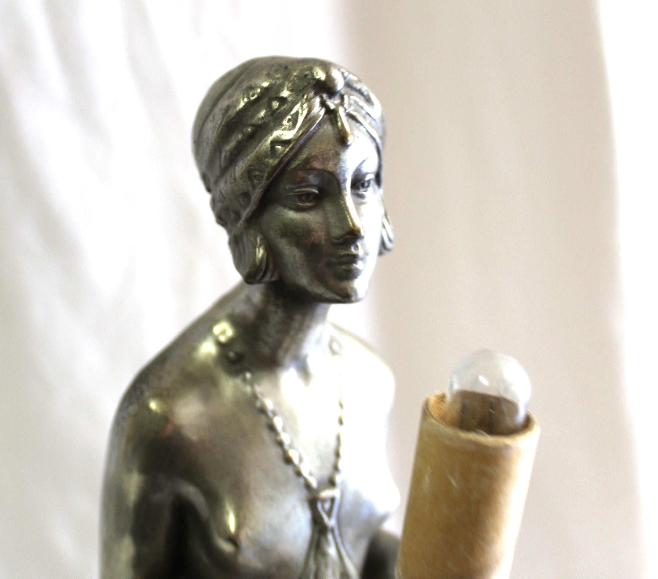 Cast Mid -Century Modern /Deco Lady Lamp  For Sale