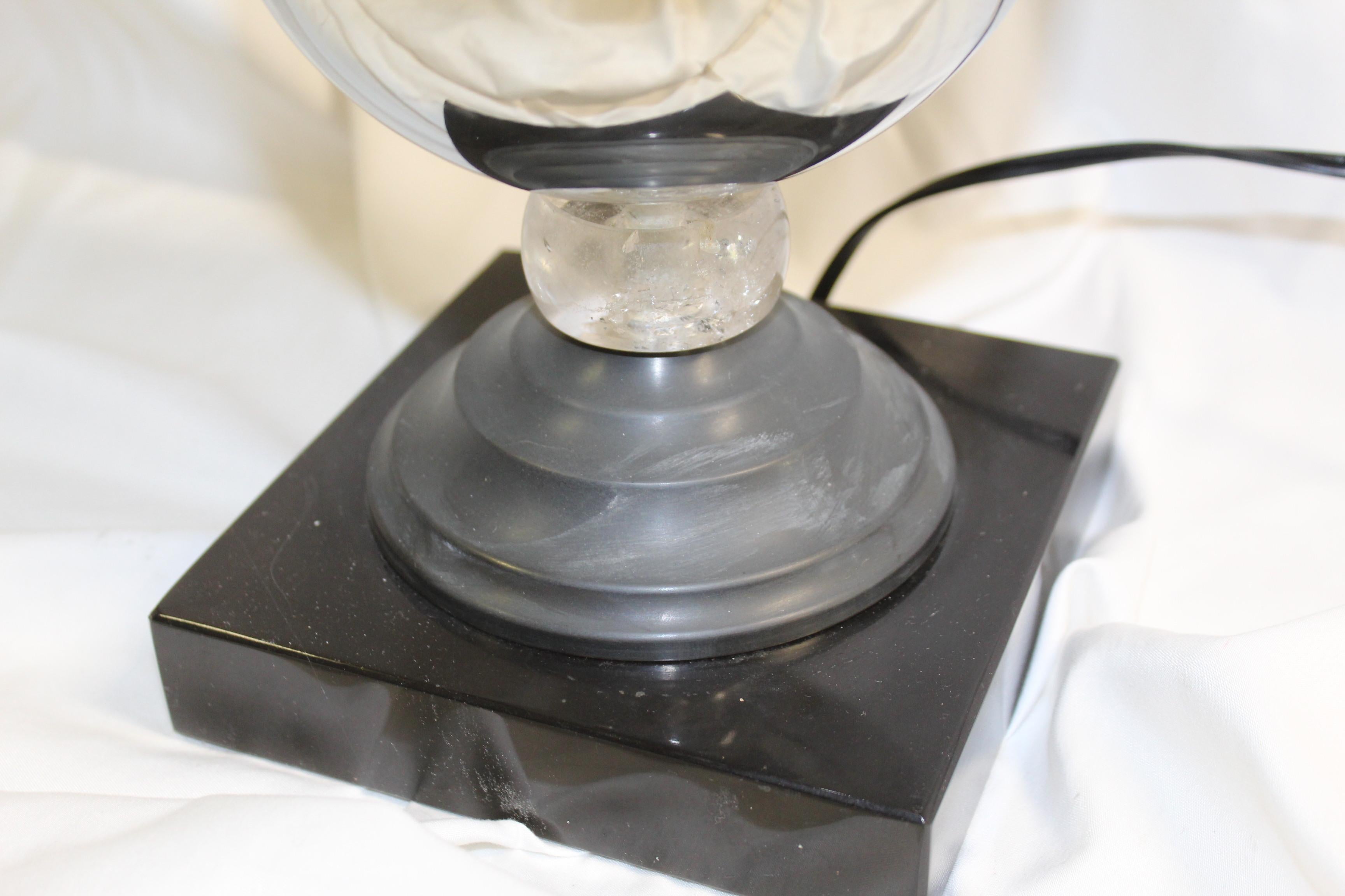 American Mid-Century Modern/Deco Lamp Rock Crystal and Chrome For Sale