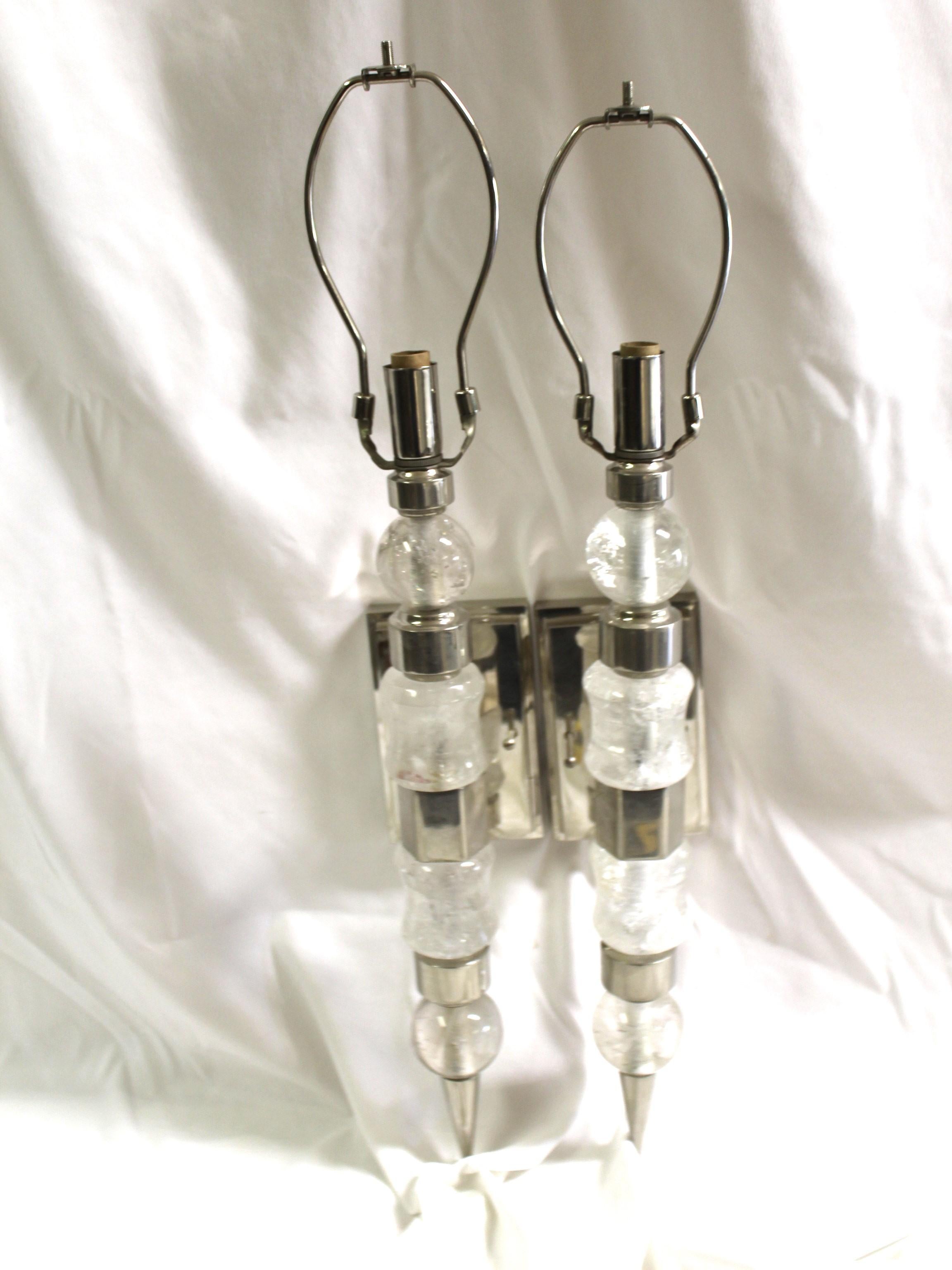 Mid-Century Modern/Deco Rock Crystal Sconces For Sale 1