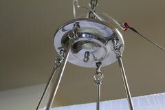 Mid-Century Modern /Deco Style  All Glass Chandelier , Bronze Appliques