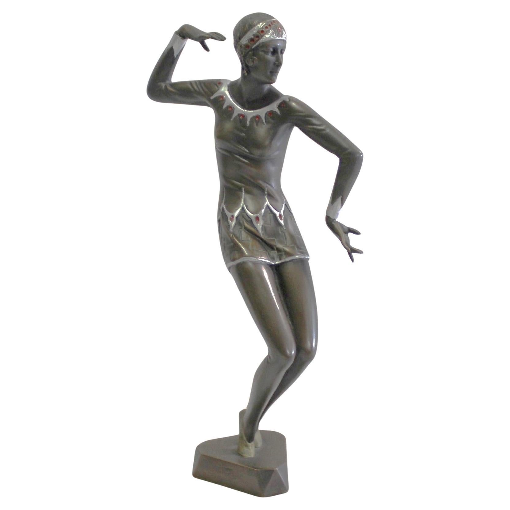 Mid Century /Modern/Deco Style Bronze Girl Dancer, England For Sale
