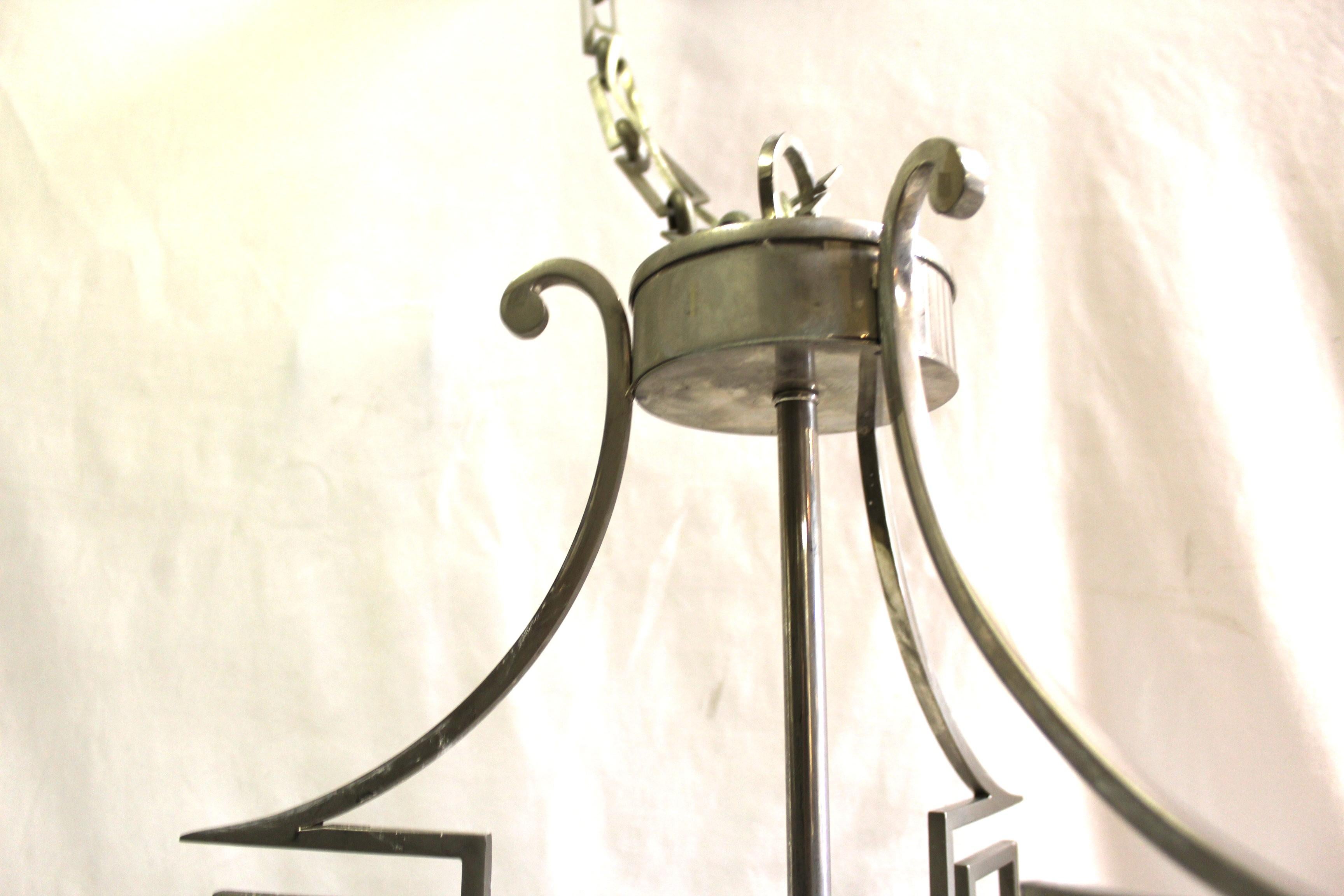 Americano Lampadario in stile Mid Century /Moderno/Deco  Finitura in nichel in vendita