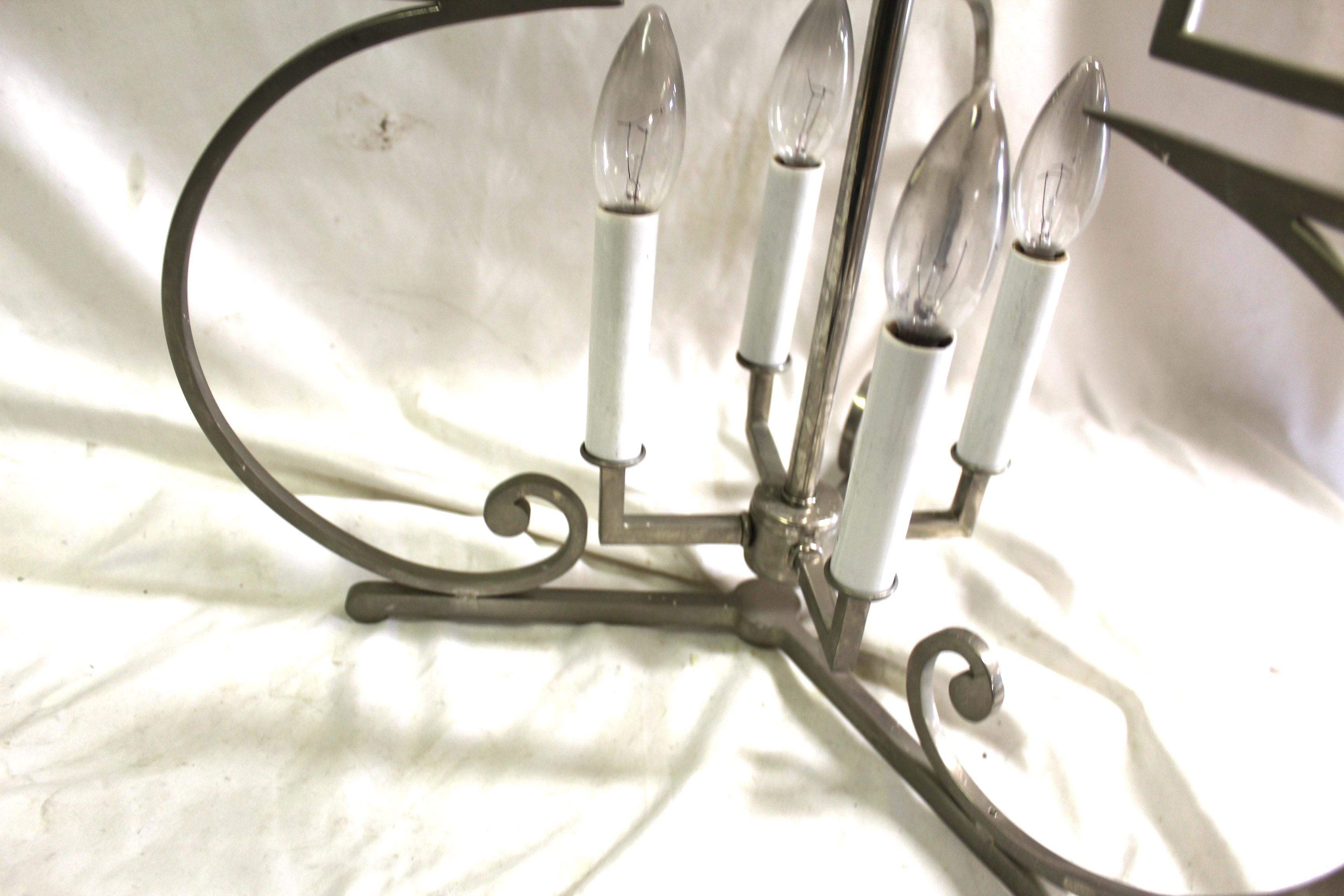Fatto a mano Lampadario in stile Mid Century /Moderno/Deco  Finitura in nichel in vendita