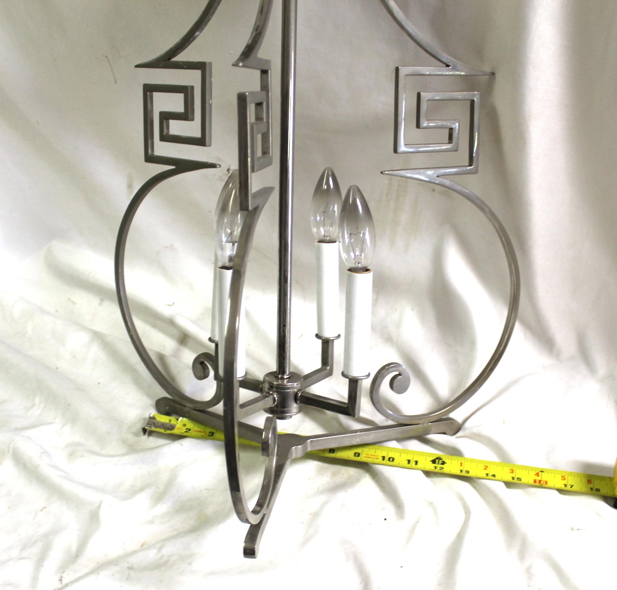 Metallo Lampadario in stile Mid Century /Moderno/Deco  Finitura in nichel in vendita