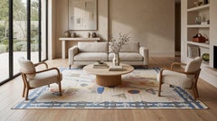 Mid-Century Modern Deco Style Pastel Geometric Flatweave Wool Area Rug 9x12