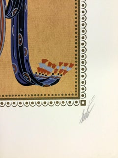 Lithographie de Concubine Erte de Calyph non encadrée, style Art déco moderne du milieu du siècle dernier, signée