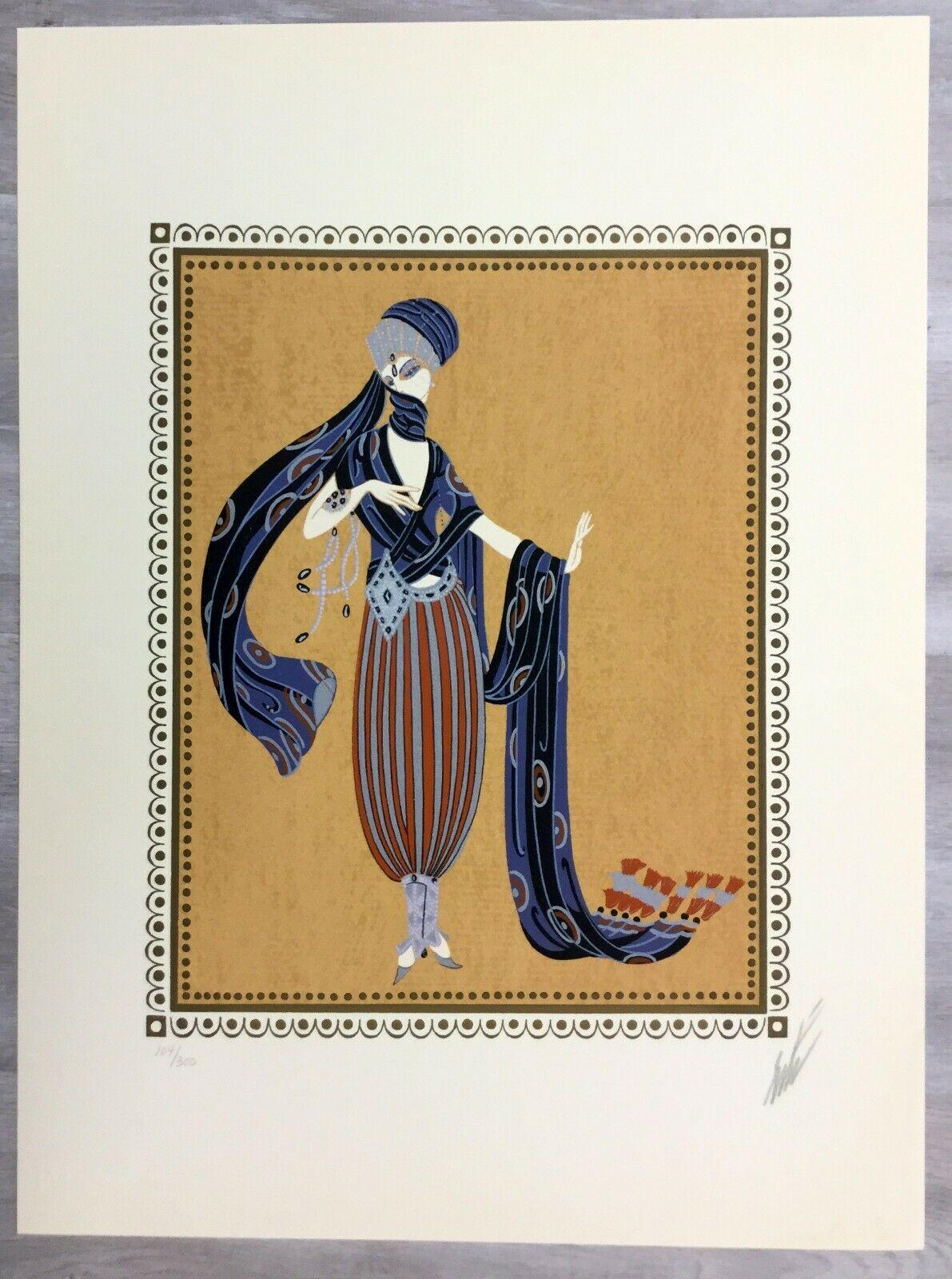Lithographie de Concubine Erte de Calyph non encadrée, style Art déco moderne du milieu du siècle dernier, signée Bon état - En vente à Keego Harbor, MI