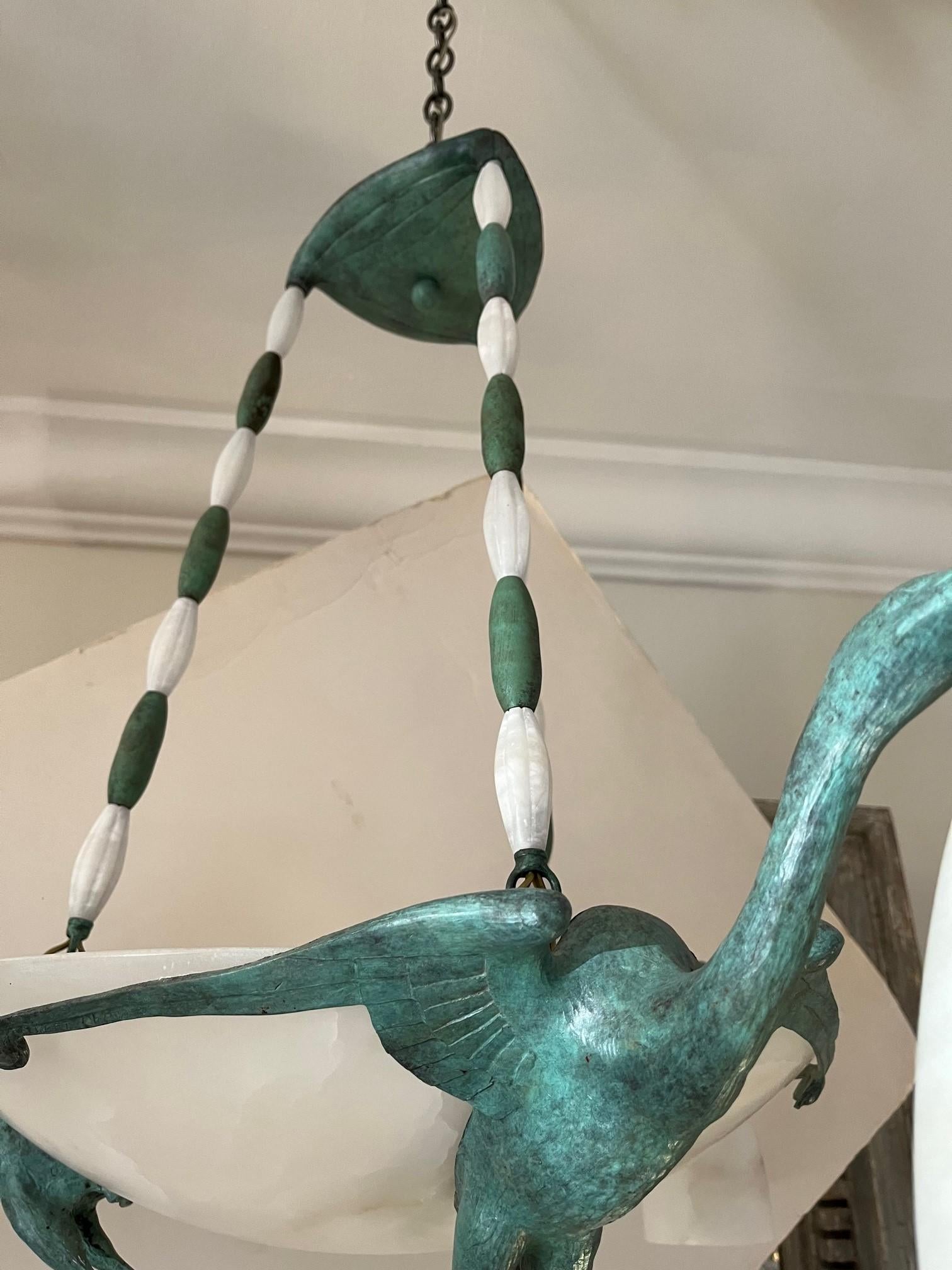 Mid-Century Modern/Decorative Art Chandelier  Birds In Good Condition For Sale In Los Angeles, CA