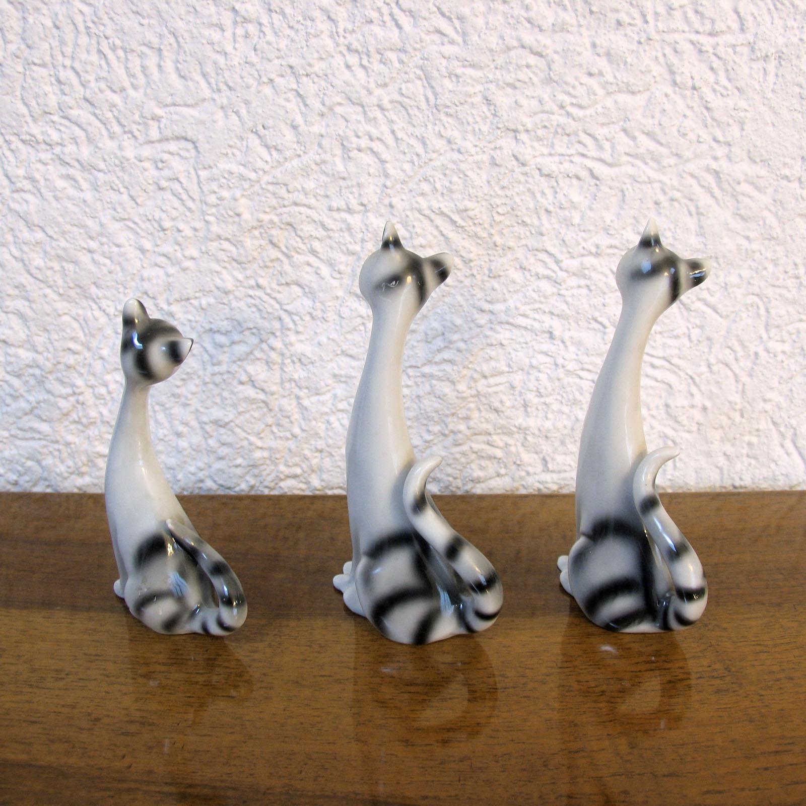 Mid-Century Modern Decorative Ceramic Cats, Sweden, 1970s 1