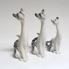 Mid-Century Modern Decorative Ceramic Cats, Sweden, 1970s