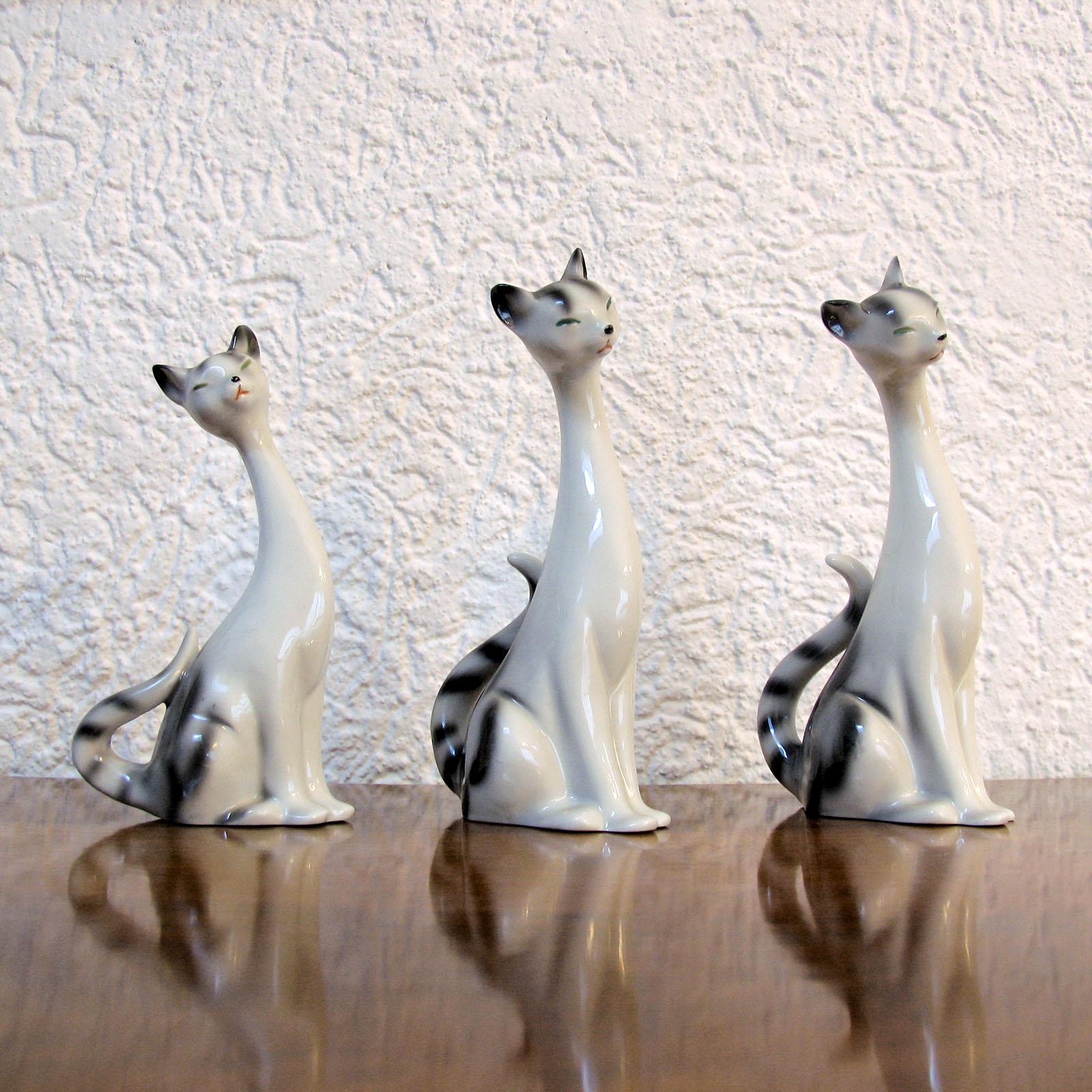 Late 20th Century Mid-Century Modern Decorative Ceramic Cats, Sweden, 1970s