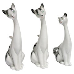 Mid-Century Modern Decorative Ceramic Cats, Sweden, 1970s