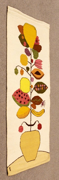 Mid-Century Modern Decorative Hanging Wall Weaving Tapestry Signed, 1960s