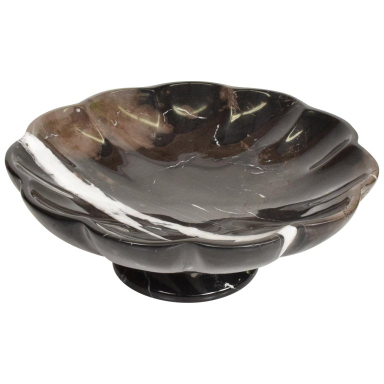 Mid-Century Modern Decorative Italian Black Marble Fruit Bowl After