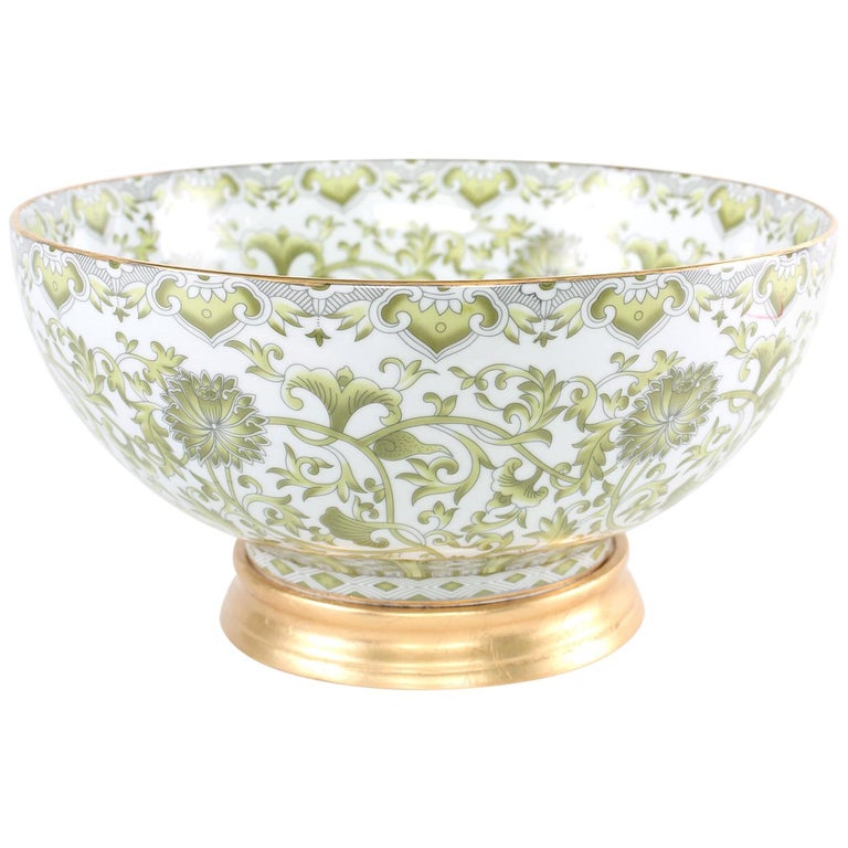 Mid Century Modern Gilt Porcelain Decorative Bowl For Sale at 1stDibs