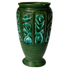 Grüne Dee Bee Co-Keramikvase, Mid-Century Modern