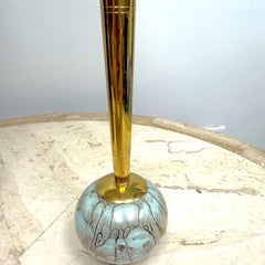 Mid-Century Modern Delft Holland Brass and Ceramic Bud Vase