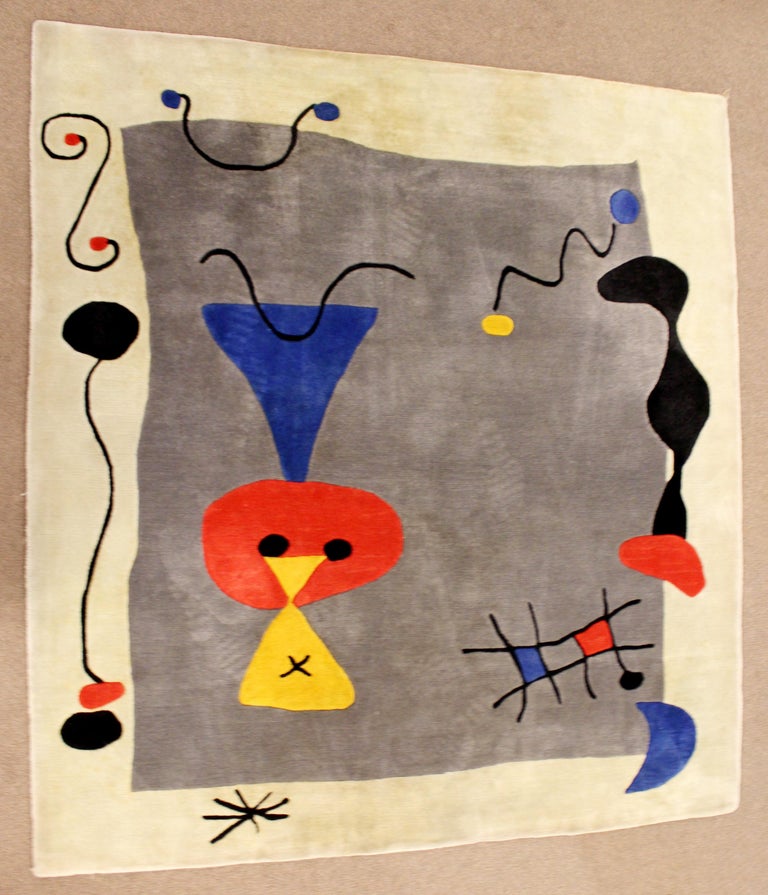 MidCentury Modern Della Robbia Joan Miro Wool Rug Tapestry Abstract at