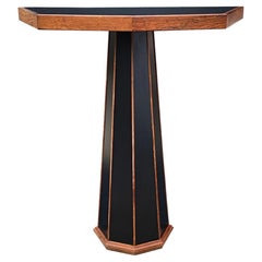 Mid-Century Modern Demi-lune Console Table or Sofa Table in Black & Walnut