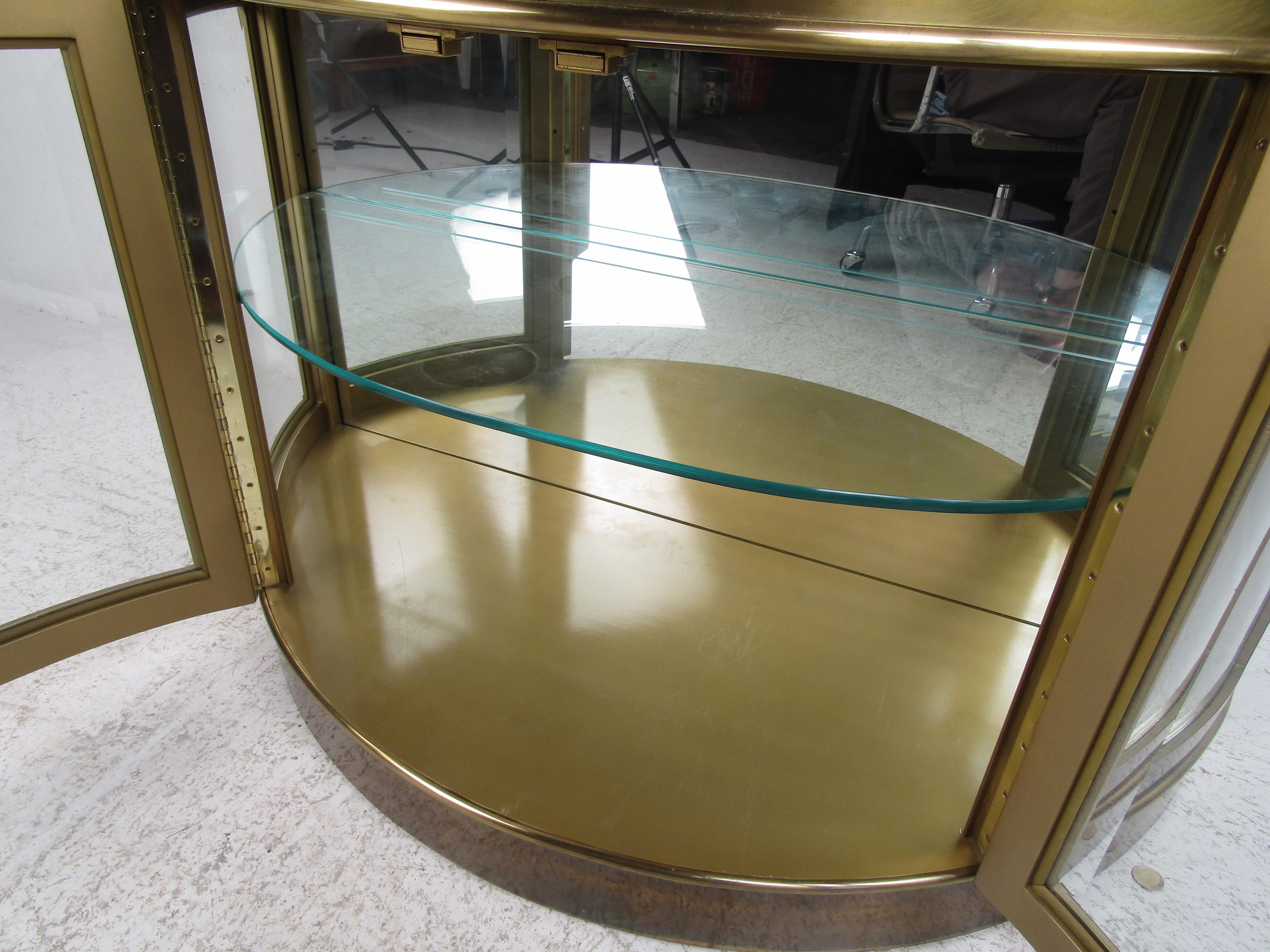 Late 20th Century Mid-Century Modern Demilune Display Cabinet by Mastercraft